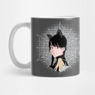 Anime Wednesday Addams with spider web Mug